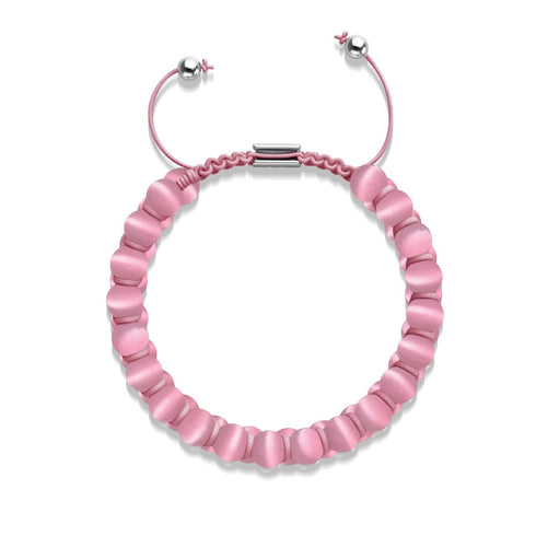 Pastèque | Argent | Bracelet double macramé en verre Cheshire